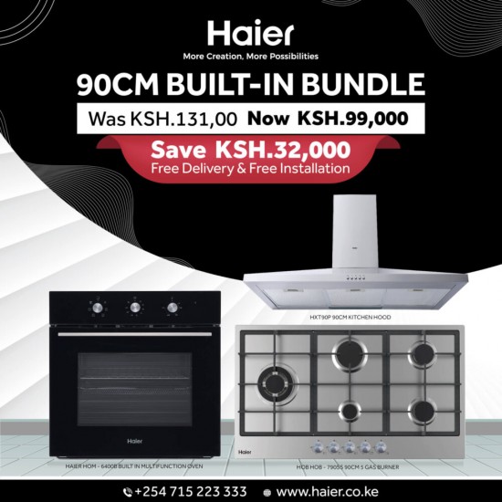 Haier 90cm Complete Built-in Hood, 5 Burner, Hob And Built-in Oven