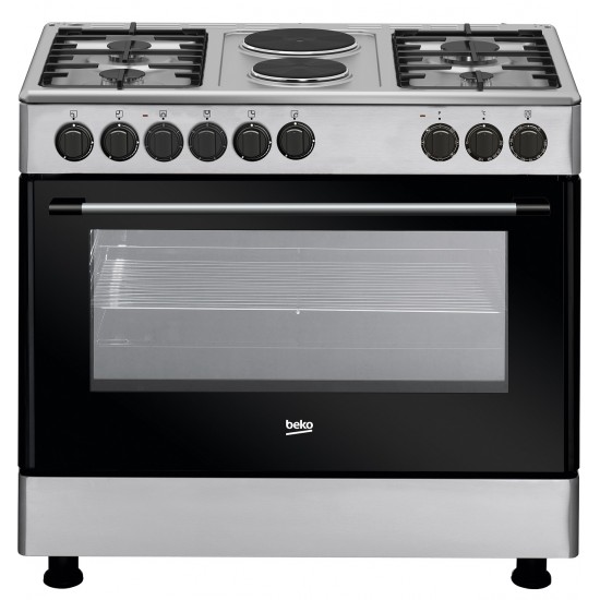 Beko Cooker 4 Gas + 2 Electric, wide oven: GE12121DX