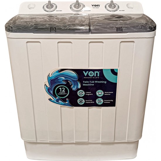 Von 7.5Kg Twin Tub Washing Machine: VALS-75BWY